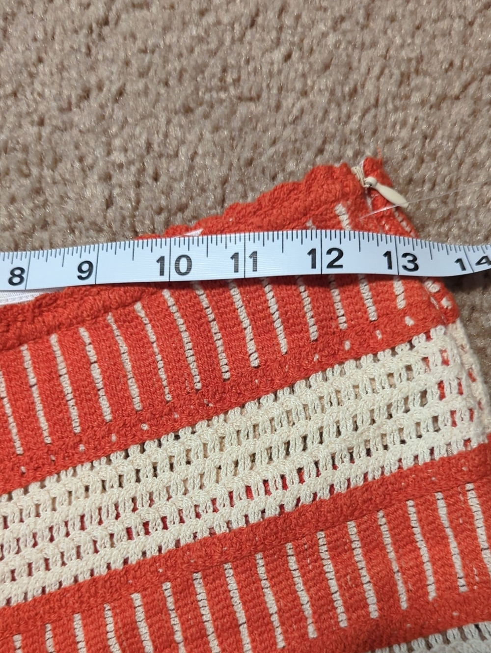 High Waist Crochet Knit Shorts in Orange & Cream - Picture 11 of 11